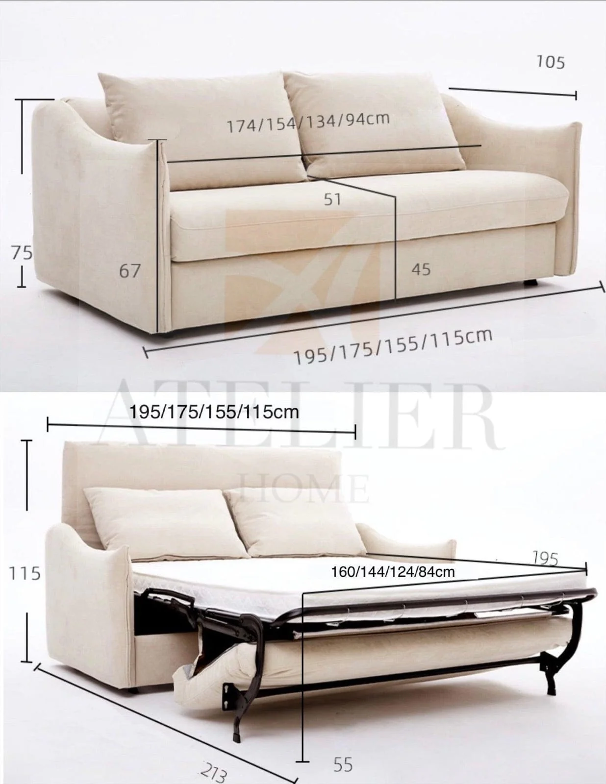 Acacia Foldable Sofa Bed with Mattress - Image 21