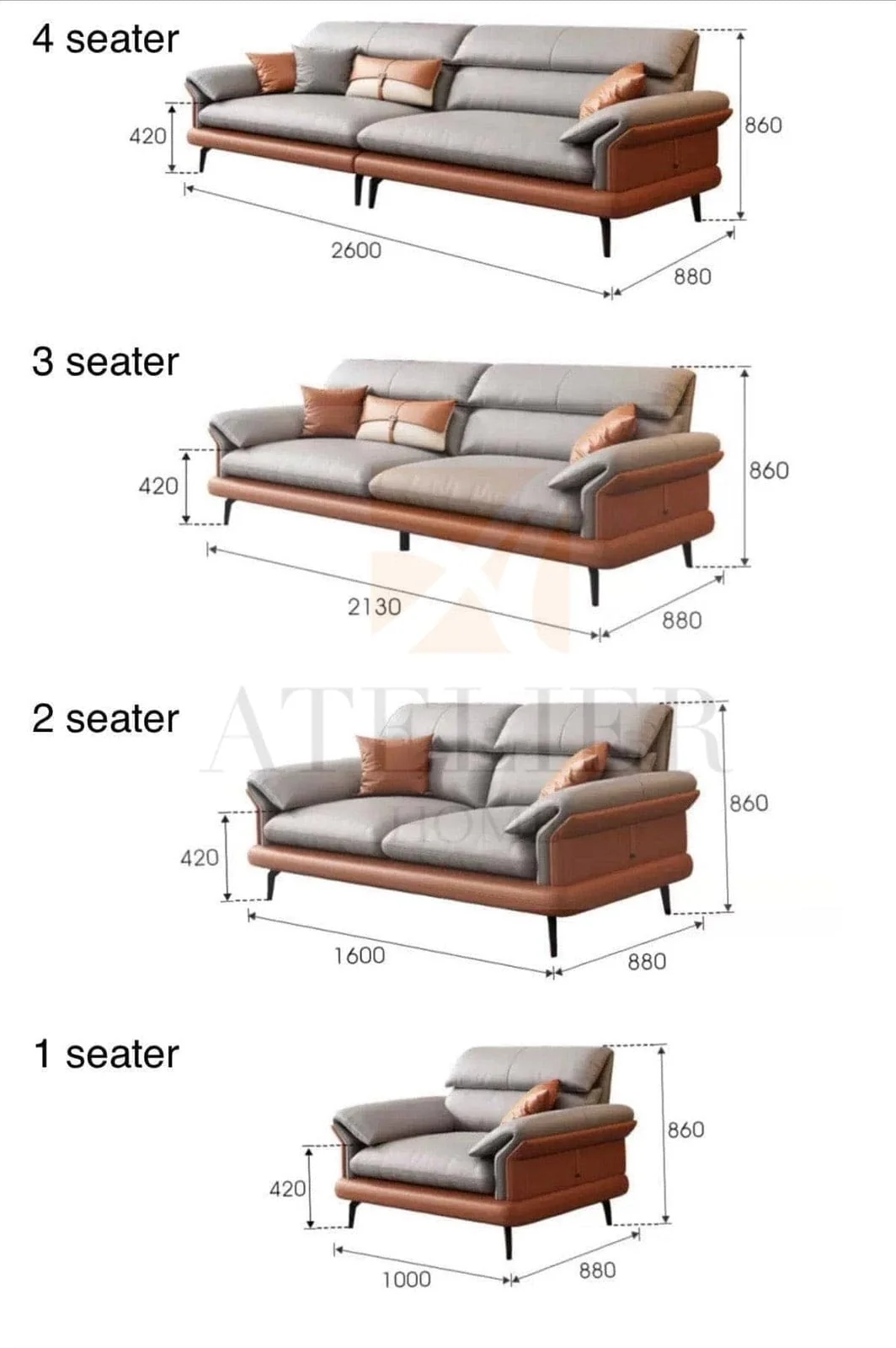 Adena Leather Sofa - Image 20