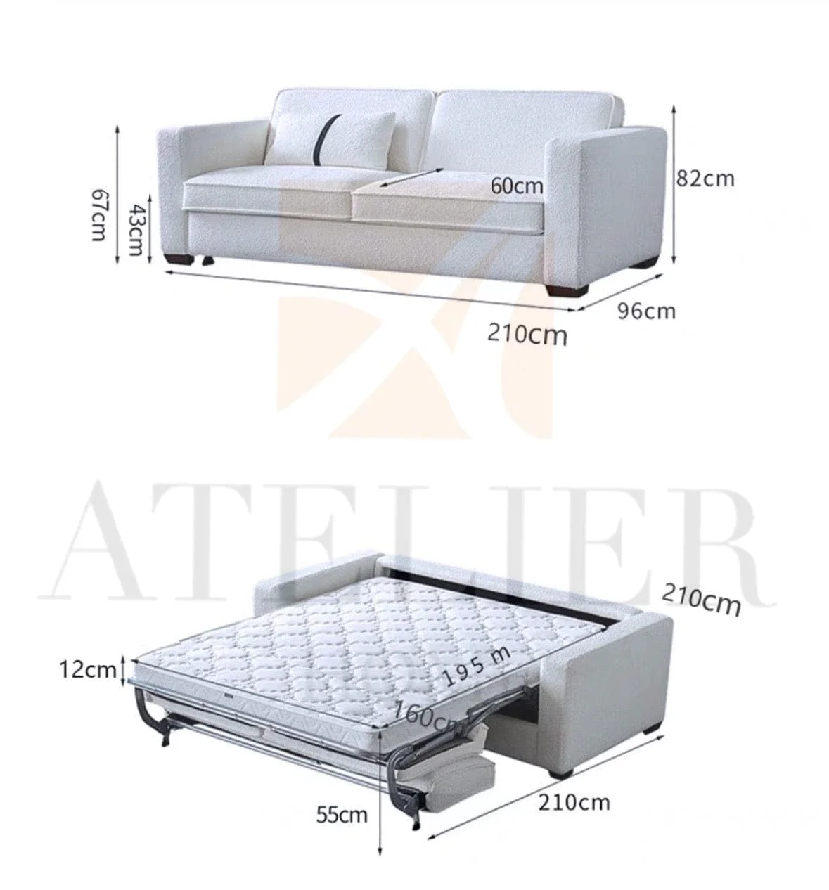 Allison Performance Boucle Foldable Sofa Bed with Mattress - Image 22