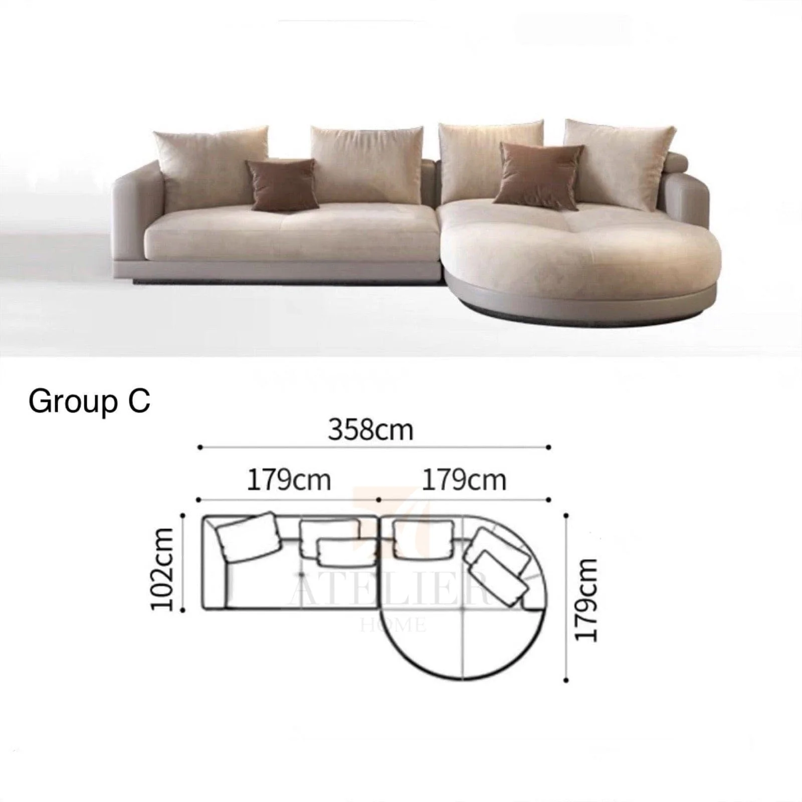 Alyssa Designer Sectional Round Chaise Sofa - Image 19