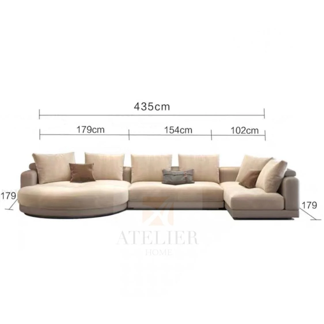 Alyssa Designer Sectional Round Chaise Sofa - Image 22