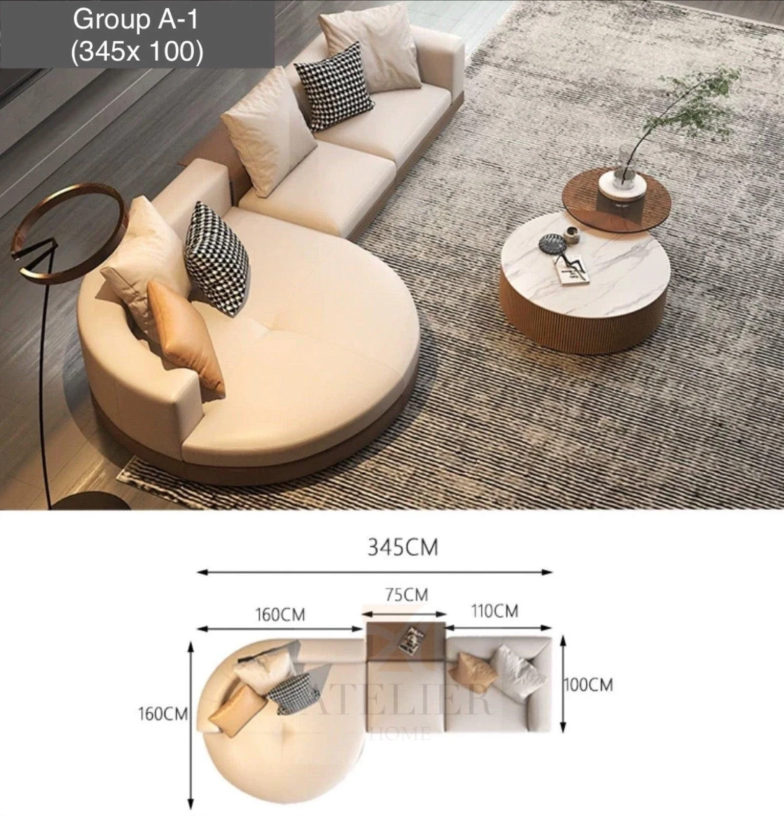 Alyssa Designer Sectional Round Chaise Sofa - Image 19