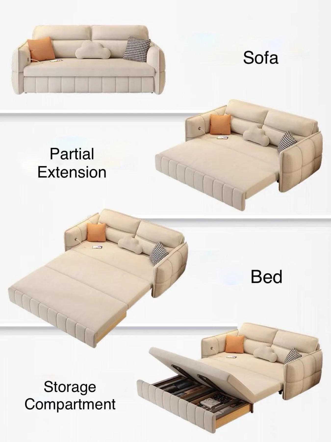 Ariyo Scratch Resistant Storage Sofa Bed - Image 8