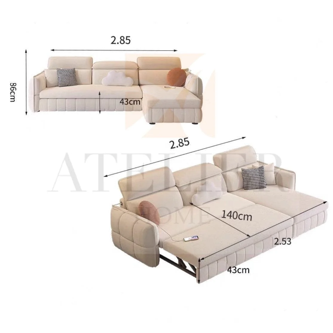 Ariyo Scratch Resistant Storage Sofa Bed - Image 15