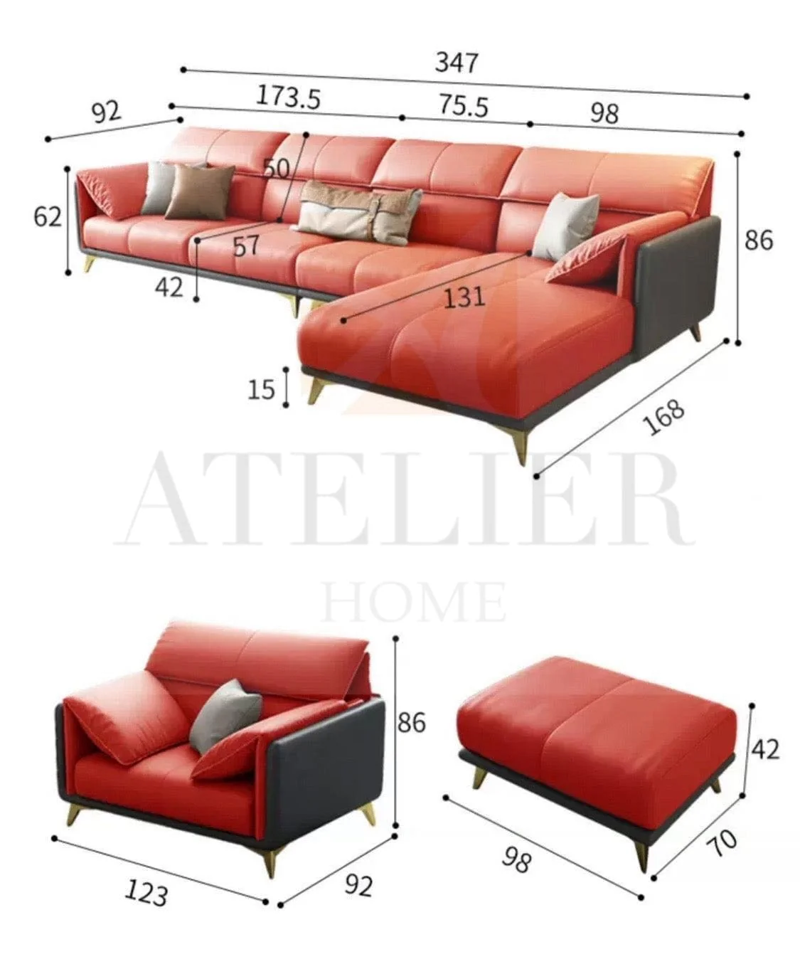 Caston Sectional Leather Sofa - Image 29