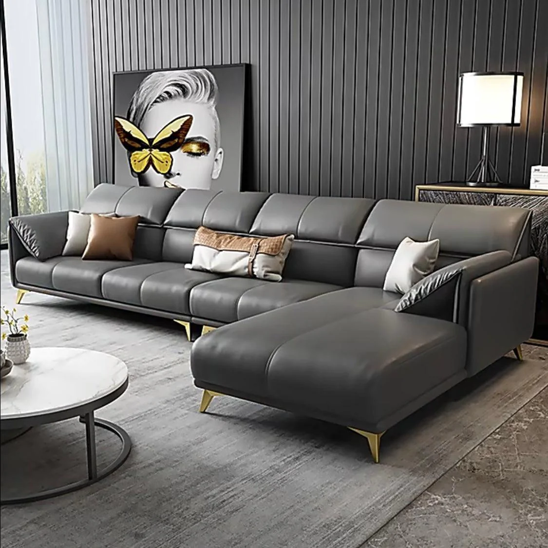 Caston Sectional Leather Sofa - Image 4
