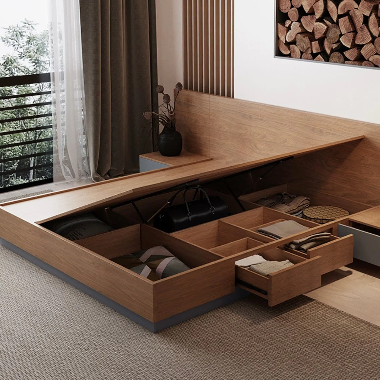Gwen Wooden Storage Bed Frame - Image 5