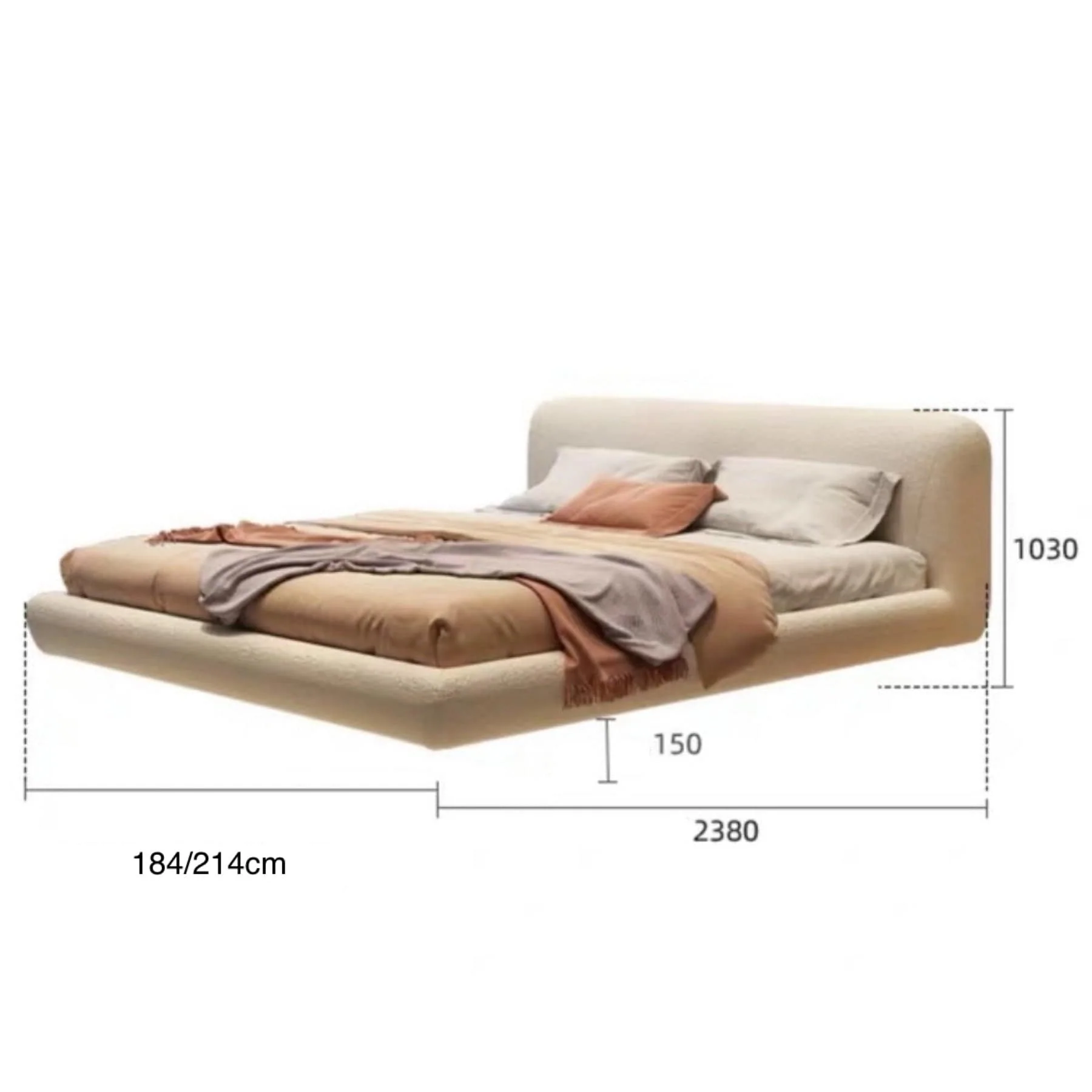 Remi Boucle Floating Bed Frame - Image 9